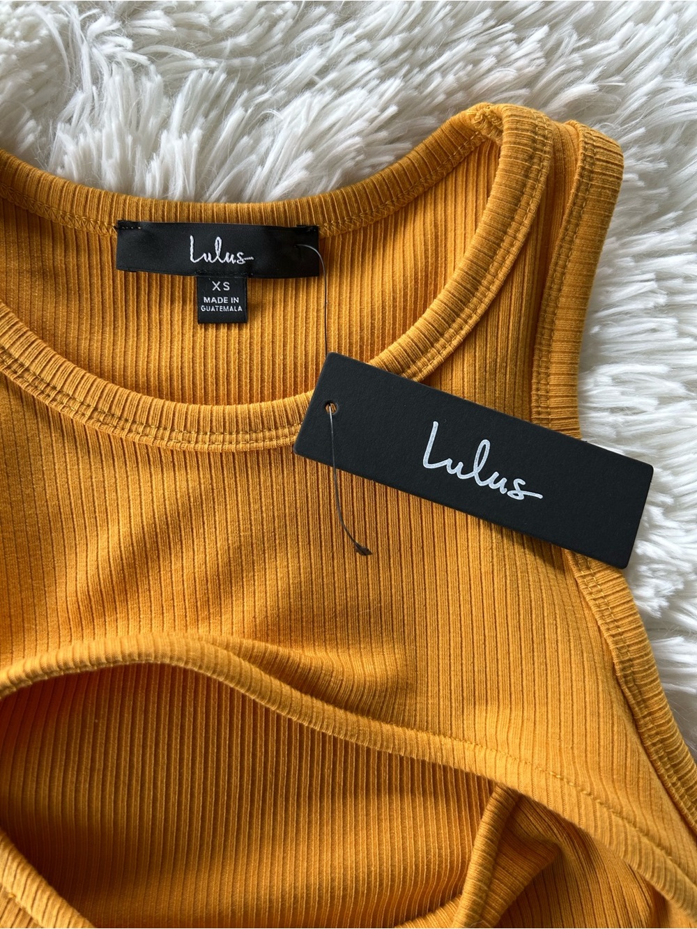 Lulu's | Ribbed Mustard Cutout Bodysuit - Picture 2 of 4